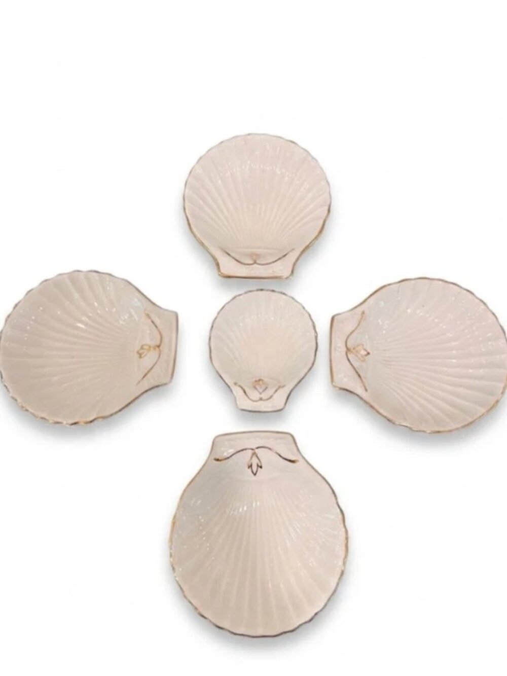 Vintage Foley Bone China Shell Dishes Stoniers Liverpool Gold Trim Set of 5